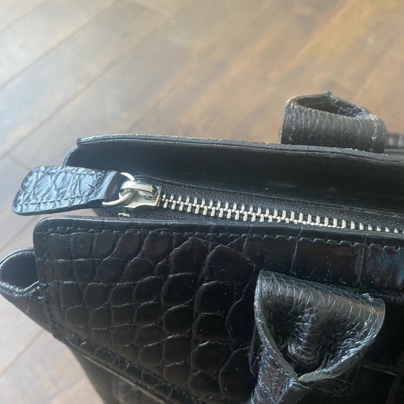 Brighton  Black Crocodile-Embossed shoulder Handbag - Picture 4 of 16